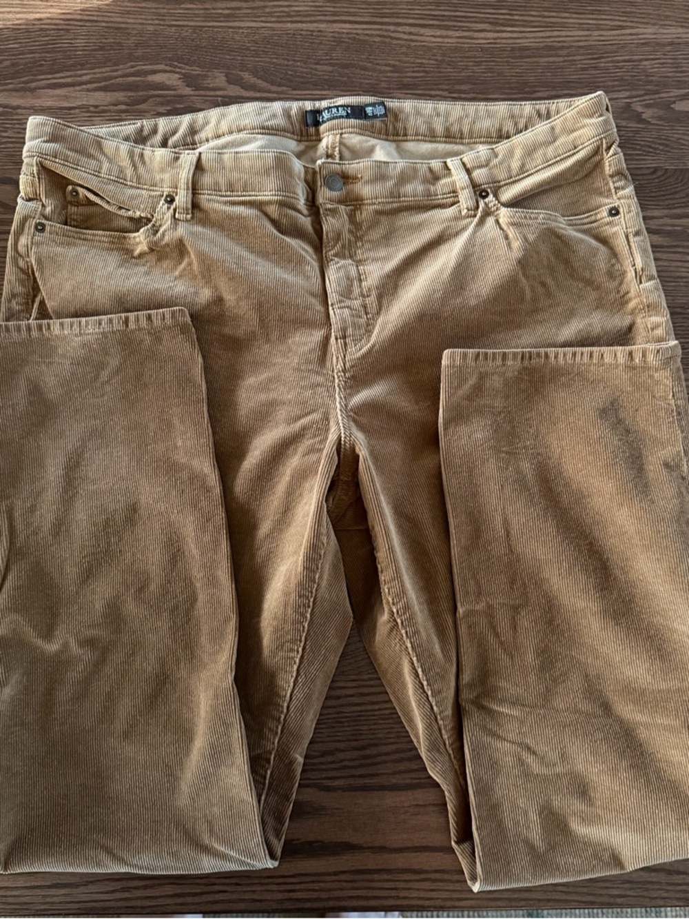 New Women's Ralph Lauren Stretch Mid-rise Corduroy Pants in Honey Brown - Picture 3 of 5